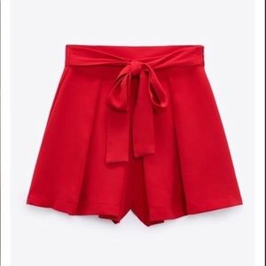 Zara Red Skort With Bow Size Small NWT New With Tags